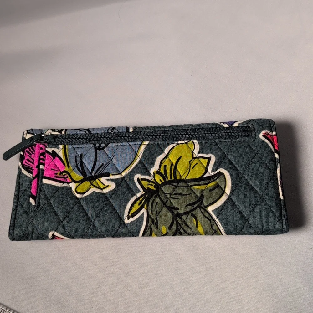 Vera Bradley Tri-Fold Clutch Wallet in Falling Flowers RFID